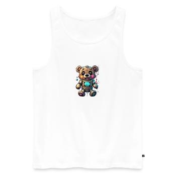 Ours robot - Débardeur bio Premium Homme - blanc - Devant - Michal (187cm)
