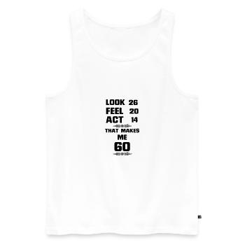 IL DOIT REGARDER 60 ANS A DURÉ, SI BONS ! - Débardeur bio Premium Homme - blanc - Devant - Michal (187cm)