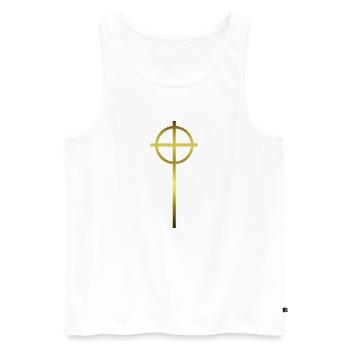 Celtic Cross Gold - Männer Premium Bio Tank Top - Weiß - Vorne - Michal (187cm)