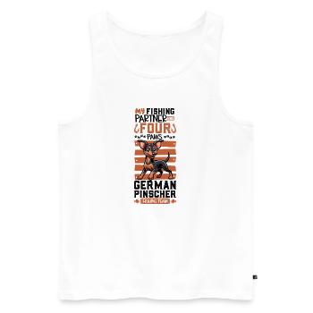 Fishing and German Pinscher - Men's Premium Organic Tank Top - white - Front - Michal (187cm)