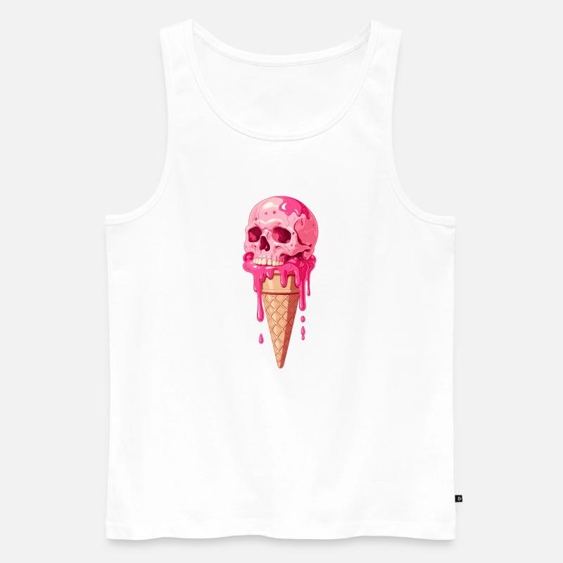 Pink Skull Eiscreme - Männer Premium Bio Tank Top - Weiß