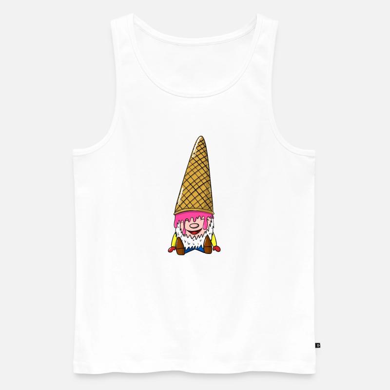Zwerg mit Eiswaffel - Wichtel mit Eis - Männer Premium Bio Tank Top - Weiß