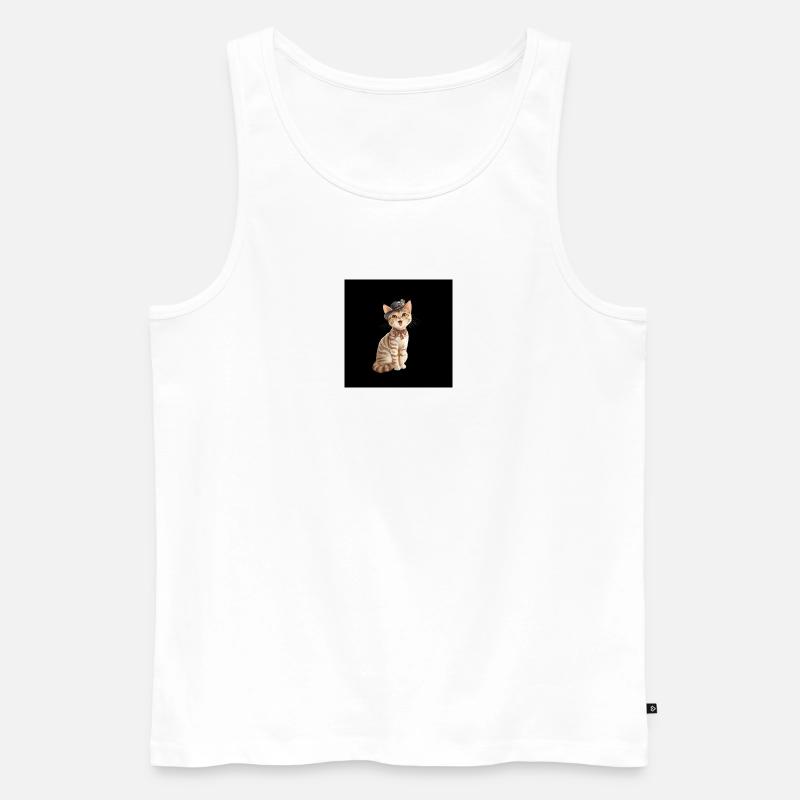 Kätzchen mit Fedora-Fliege - Männer Premium Bio Tank Top - Weiß