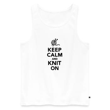 Keep calm and knit on - Débardeur bio Premium Homme - blanc - Devant - Michal (187cm)
