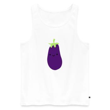 aubergine mit gesicht augen mund niedlich suess ge - Männer Premium Bio Tank Top - Weiß - Vorne - AI Model Male 178 light (178cm)