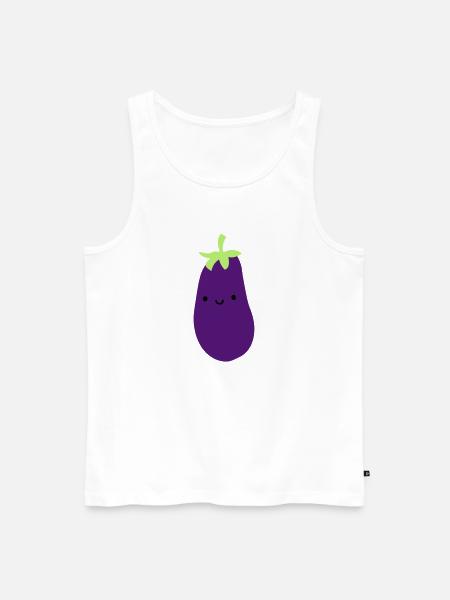 bakłażan z twarzą oczy usta słodkie słodkie ge - Ekologiczny tank top męski Premium - biały