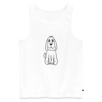 chien assis mignon petit chiot heureux animal de compagnie - Débardeur bio Premium Homme - blanc - Devant - Michal (187cm)