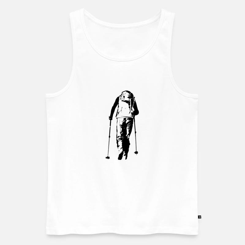 Wanderer Silhouette - Männer Premium Bio Tank Top - Weiß