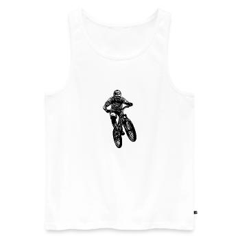 Vététiste sauter à vélo - Débardeur bio Premium Homme - blanc - Devant - AI Model Male 178 light (178cm)