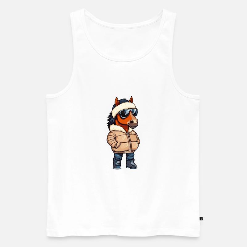 Pferd Cool Comic - Männer Premium Bio Tank Top - Weiß