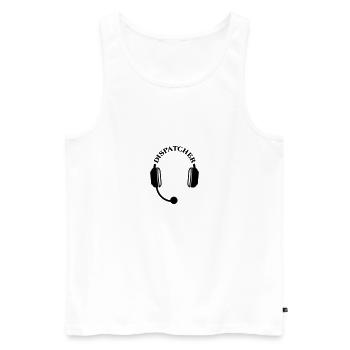 Casque répartiteur casque micro micro emblème - Débardeur bio Premium Homme - blanc - Devant - AI Model Male 178 light (178cm)