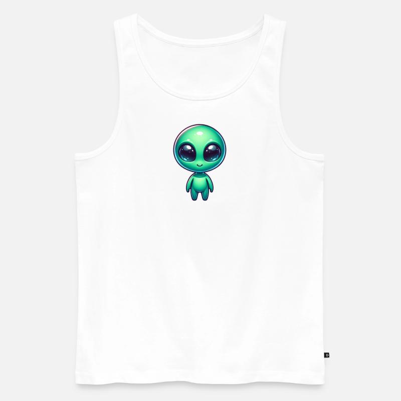 Freundliches grünes Marsmännchen oder Marsianer - Männer Premium Bio Tank Top - Weiß