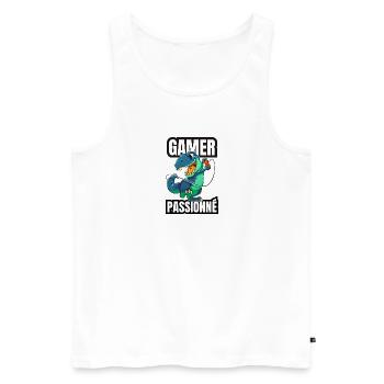 gamer passionné - Débardeur bio Premium Homme - blanc - Devant - Michal (187cm)