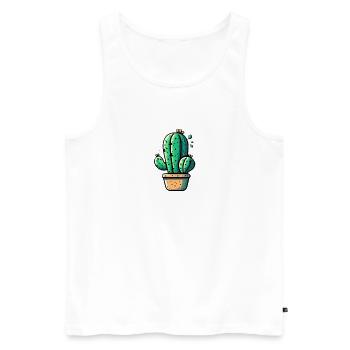 Kaktus - Männer Premium Bio Tank Top - Weiß - Vorne - Michal (187cm)