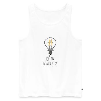 Lustige Glühbirne ohne Fassung - Männer Premium Bio Tank Top - Weiß - Vorne - AI Model Male 178 light (178cm)
