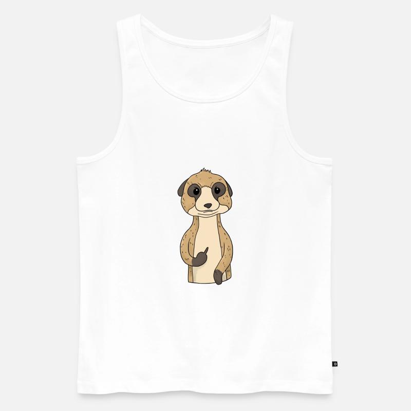Mürrisches Erdmännchen mit Mittelfinger - Männer Premium Bio Tank Top - Weiß