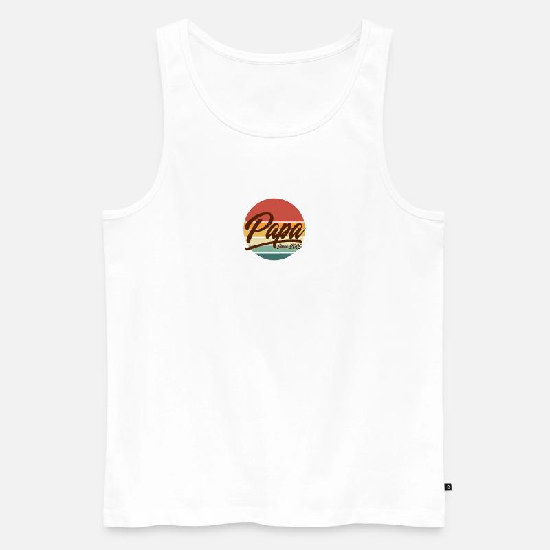 Papa seit 2005 Retro Sunset Vaterschaft - Männer Premium Bio Tank Top - Weiß