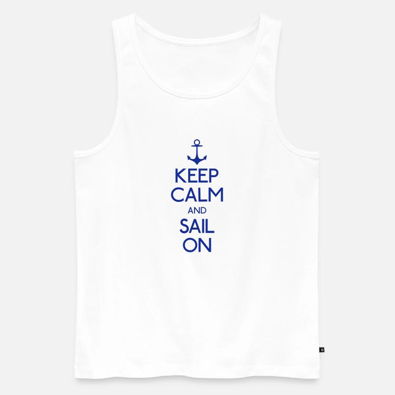 Keep Calm and sail on - Männer Premium Bio Tank Top - Weiß