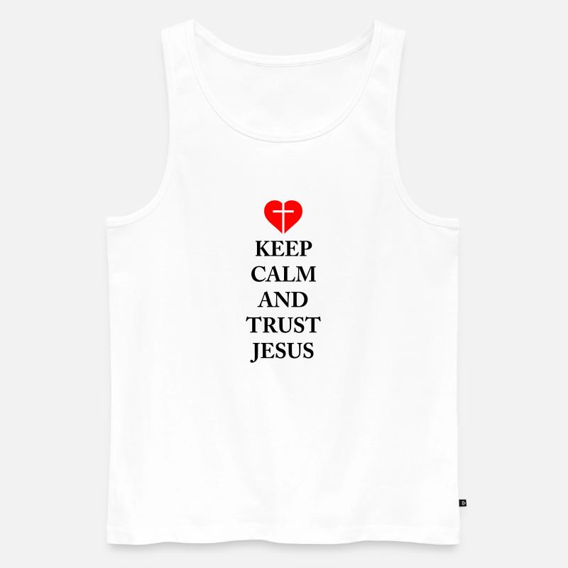 Keep Calm and trust Jesus - Männer Premium Bio Tank Top - Weiß