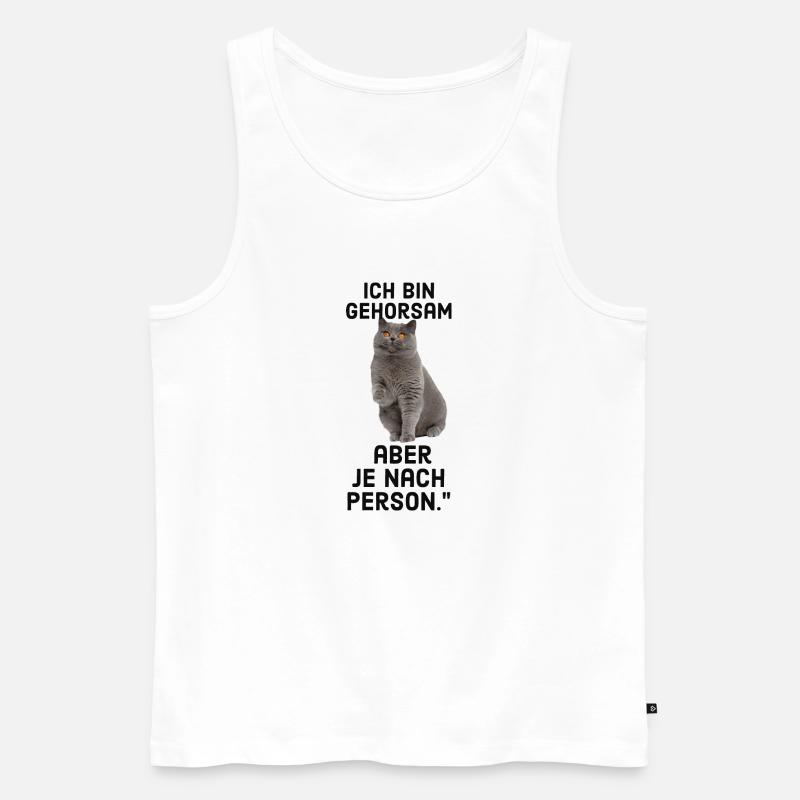 Lustiger katze mit Spruch - Männer Premium Bio Tank Top - Weiß