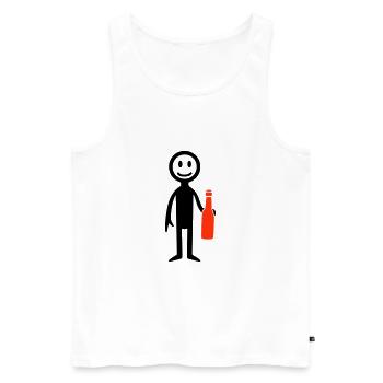 Bier Trinken Strichmännchen - Männer Premium Bio Tank Top - Weiß - Vorne - Michal (187cm)