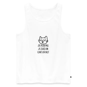 je peux pas je suis un chat en fait - Débardeur bio Premium Homme - blanc - Devant - Michal (187cm)