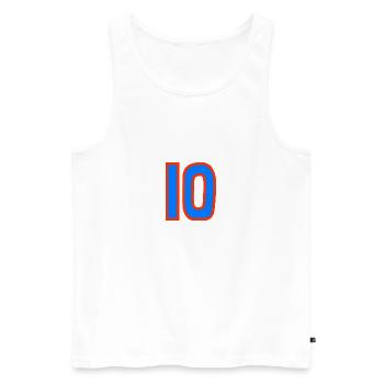 10. 10 JAHRE. 10-JÄHRIGES JUBILÄUM. 10-JÄHRIGES JUBILÄUM. - Männer Premium Bio Tank Top - Weiß - Vorne - Michal (187cm)
