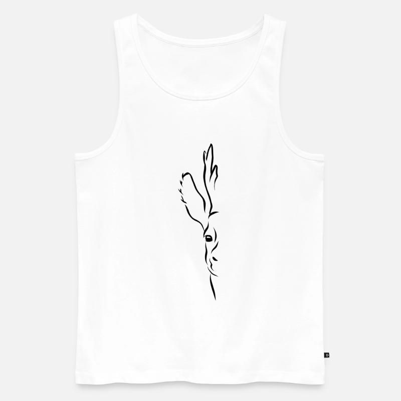 Rehbock Halb-Portrait schwarz - Männer Premium Bio Tank Top - Weiß