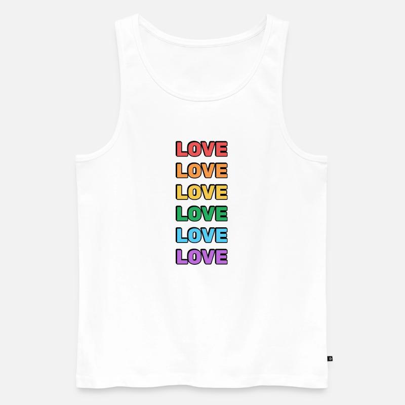 Regenbogen Liebe Wort Muster - Männer Premium Bio Tank Top - Weiß