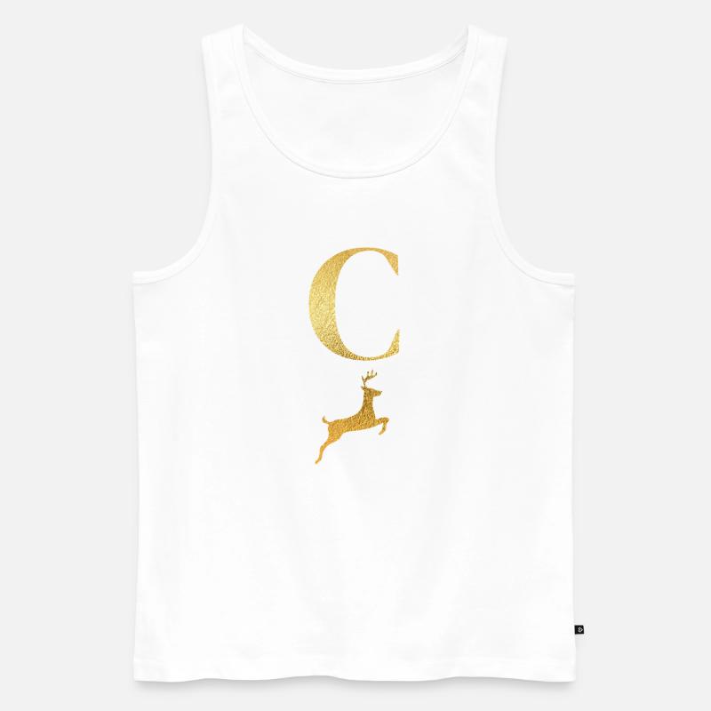 Buchstabe c goldener Hirsch - Geschenkidee - Männer Premium Bio Tank Top - Weiß