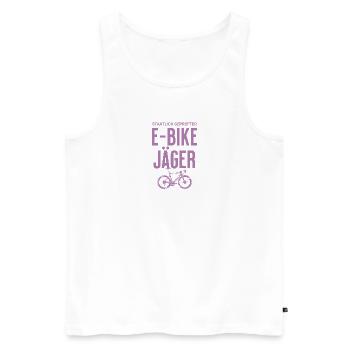 Staatlich Geprüft E-Bike Jäger  - Männer Premium Bio Tank Top - Weiß - Vorne - AI Model Male 178 light (178cm)