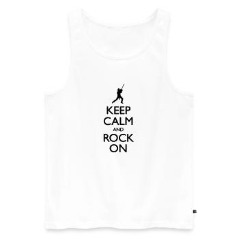 Keep calm and rock on - Männer Premium Bio Tank Top - Weiß - Vorne - Michal (187cm)