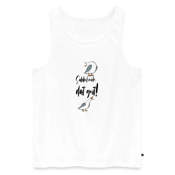 Sabbel nich dat geit - Männer Premium Bio Tank Top - Weiß - Vorne - AI Model Male 178 light (178cm)