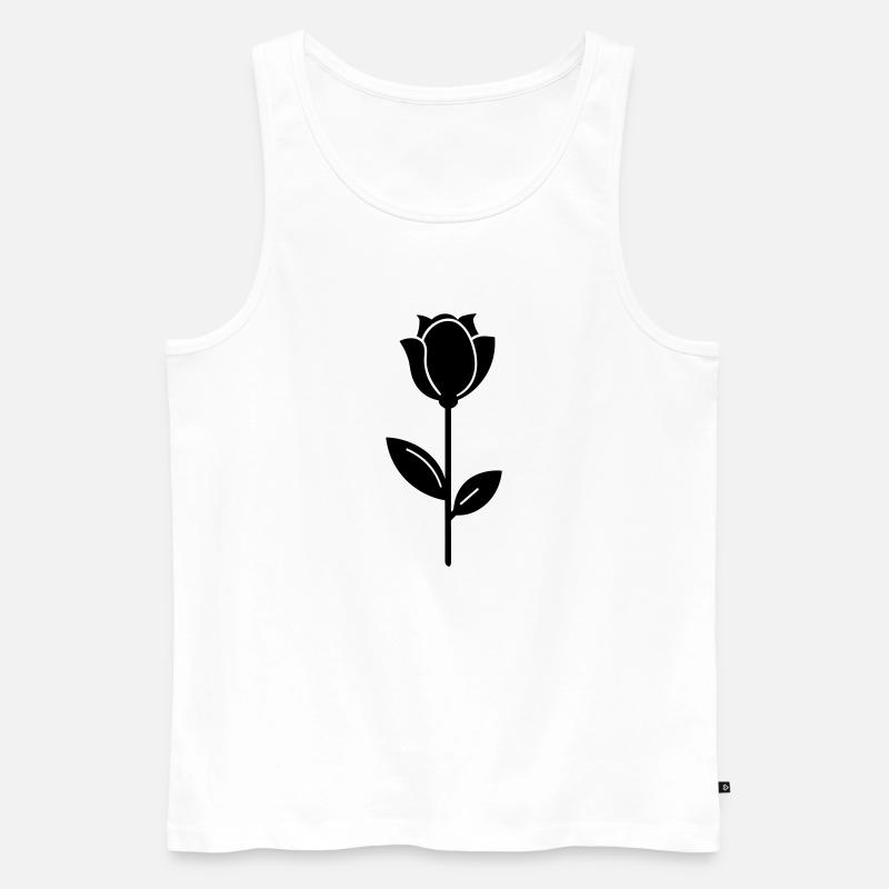 Rosa Blume - Männer Premium Bio Tank Top - Weiß
