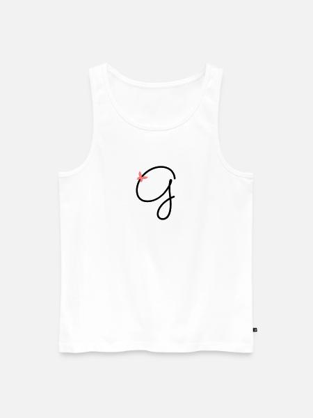 Buchstabe G Schmetterlingsbuchstabe - Männer Premium Bio Tank Top - Weiß