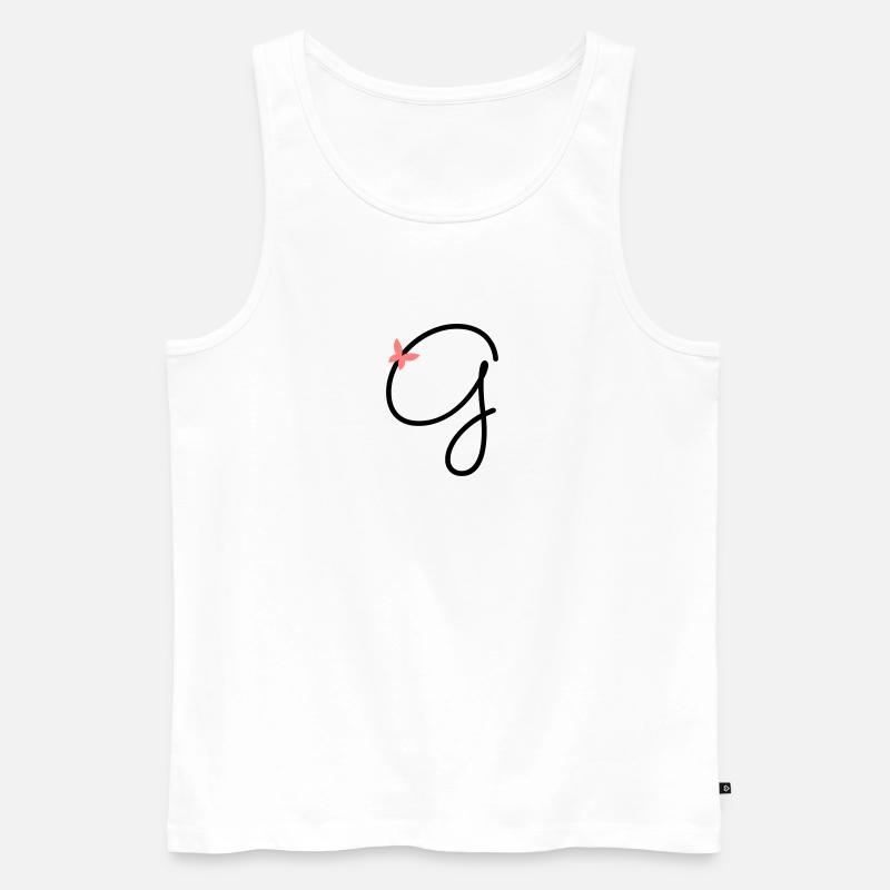 Buchstabe G Schmetterlingsbuchstabe - Männer Premium Bio Tank Top - Weiß