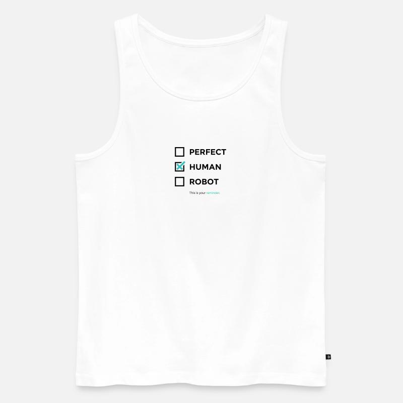 Perfect Human Robot – Minimal Checkbox Statement - Männer Premium Bio Tank Top - Weiß