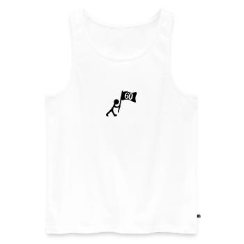 60 years anniversary - Men's Premium Organic Tank Top - white - Front - Michal (187cm)
