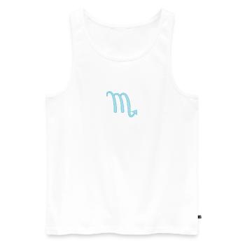 Symbole du signe du signe du Scorpion Bleu pastel - Débardeur bio Premium Homme - blanc - Devant - Michal (187cm)