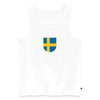 Schweden Wappen - Männer Premium Bio Tank Top - Weiß - Vorne - Michal (187cm)