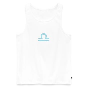 Symbole du signe du zodiaque de la Balance Bleu pastel - Débardeur bio Premium Homme - blanc - Devant - Michal (187cm)