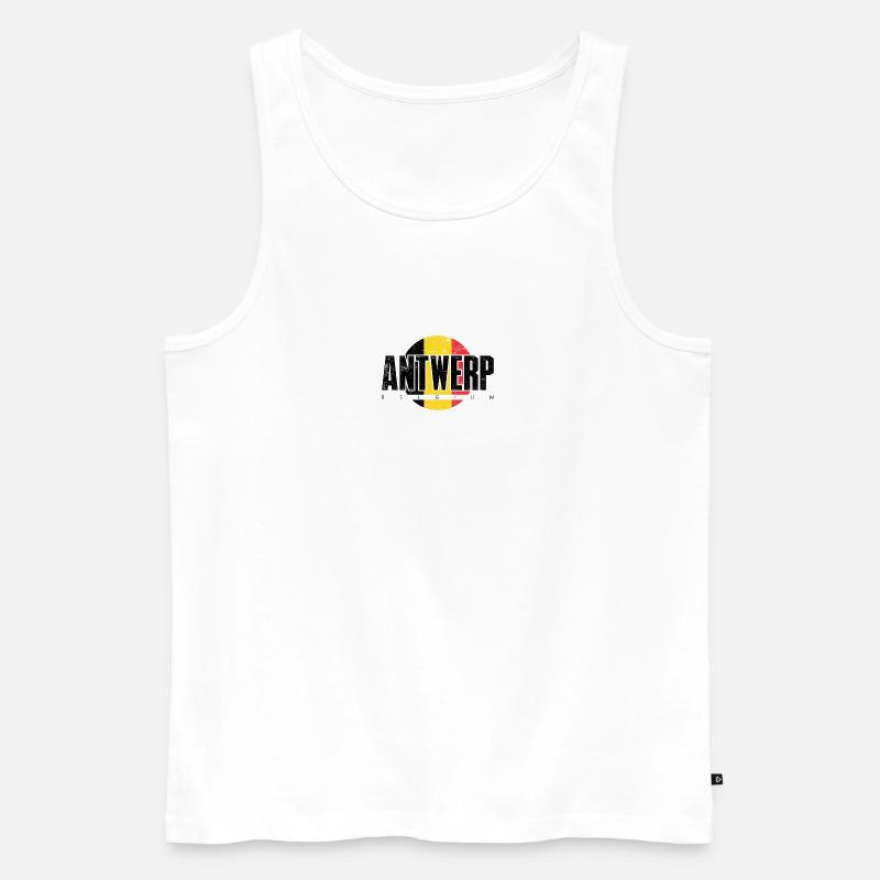 We Emblem Split Gelb Rot - Männer Premium Bio Tank Top - Weiß