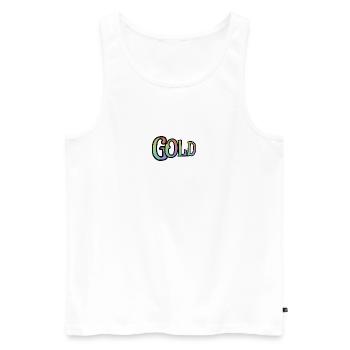 GOLD - with the colours of the rainbow - Men's Premium Organic Tank Top - white - Front - AI Model Male 178 light (178cm)