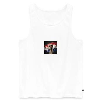Drapeau serbe à main forte - Débardeur bio Premium Homme - blanc - Devant - AI Model Male 178 light (178cm)