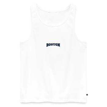 Boston Block Font Logo - Men's Premium Organic Tank Top - white - Front - AI Model Male 178 light (178cm)