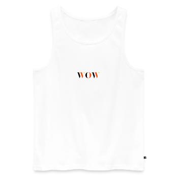 WOW dreifarbig - Männer Premium Bio Tank Top - Weiß - Vorne - AI Model Male 178 light (178cm)