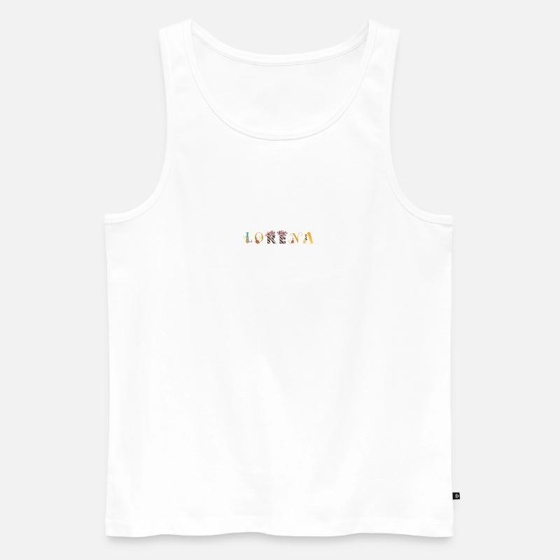 LORENA Namenskunst mit Blumen bestickt - Männer Premium Bio Tank Top - Weiß