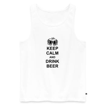 Spruch Keep Calm Beer - Männer Premium Bio Tank Top - Weiß - Vorne - Michal (187cm)