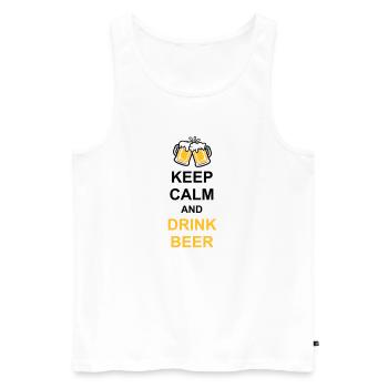 Boire de la bière Garder son calme - Débardeur bio Premium Homme - blanc - Devant - AI Model Male 178 light (178cm)