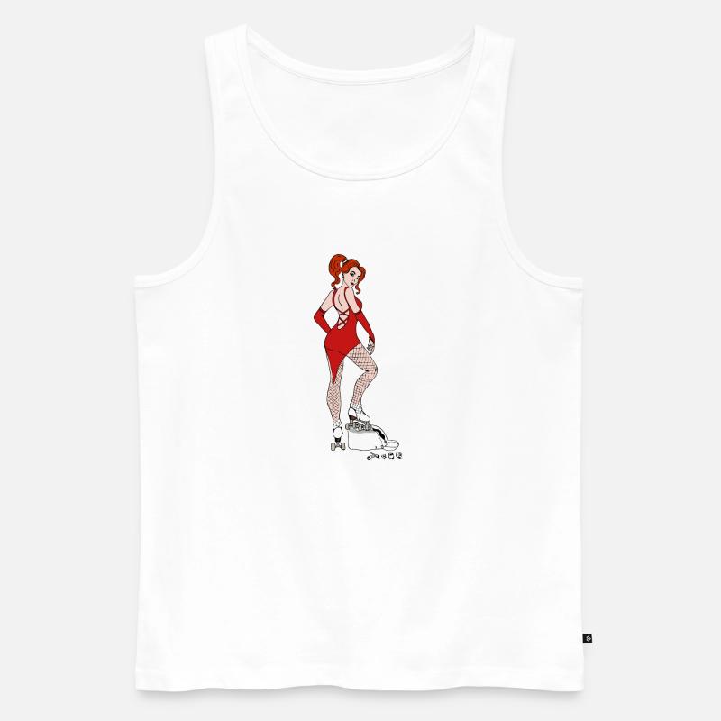 Pinup Roller Quad Artistic - Männer Premium Bio Tank Top - Weiß